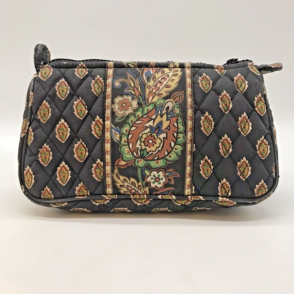 Maggi B Plastic Lined Quilted Cosmetic Bag Zip Top Multicolored  Makeup Pouch